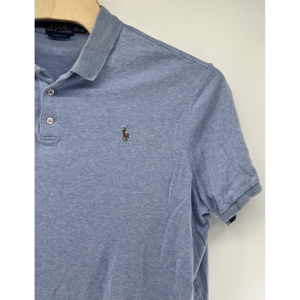 Polo Ralph Lauren Polo Shirt Short Sleeved Heather Blue Mens XXL Smooth Cotton